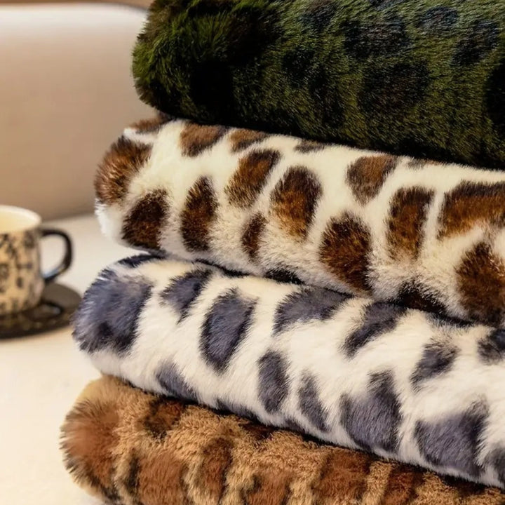 Sofaüberwurf Leopardenmuster Plüsch