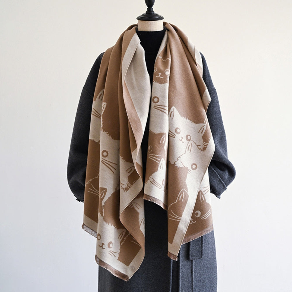 Schal Jacquard Katzenmotiv