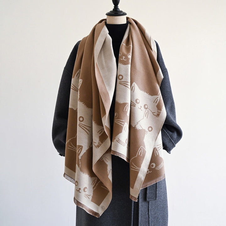 Schal Jacquard Katzenmotiv