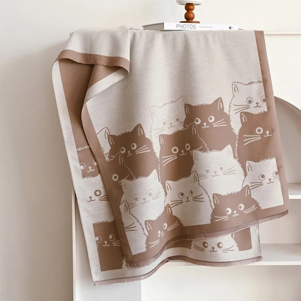 Schal Jacquard Katzenmotiv