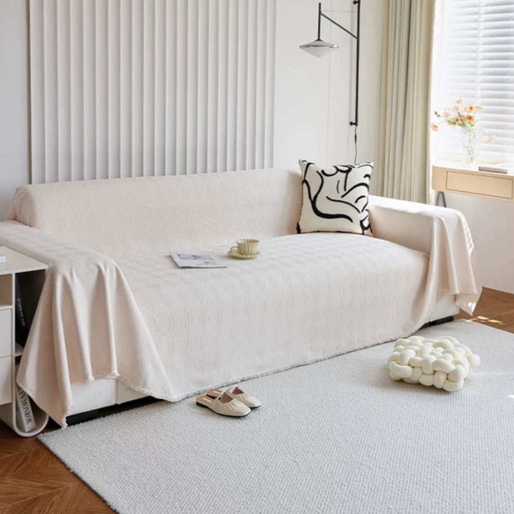 Sofaüberwurf Chenille Rautenraster