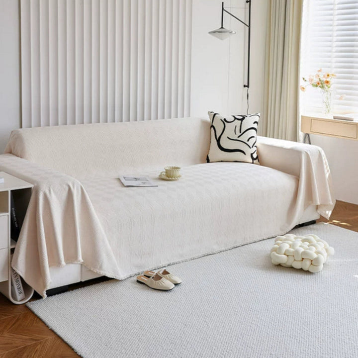 Sofaüberwurf Chenille Rautenraster