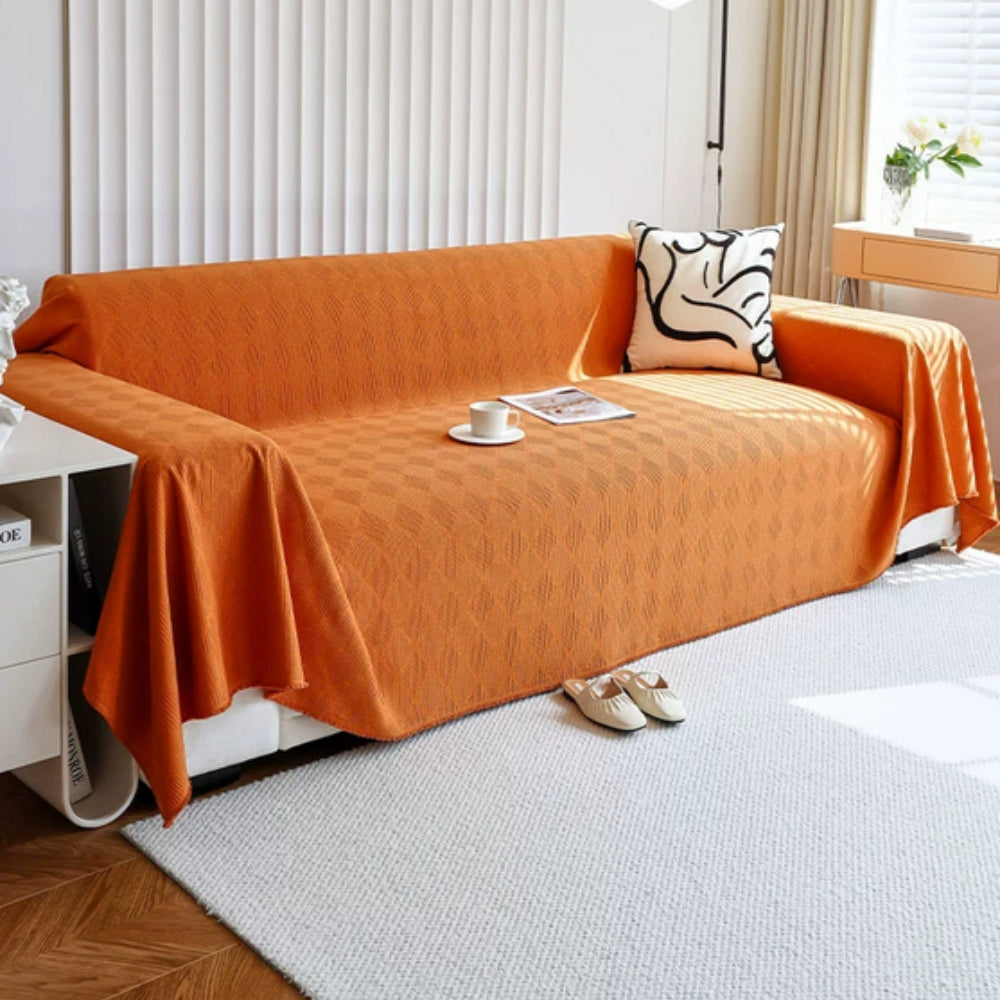 Sofaüberwurf Chenille Rautenraster