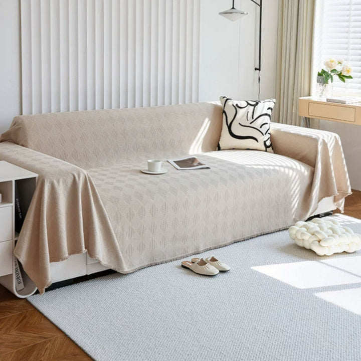 Sofaüberwurf Chenille Rautenraster