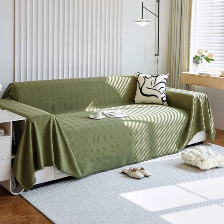 Sofaüberwurf Chenille Rautenraster