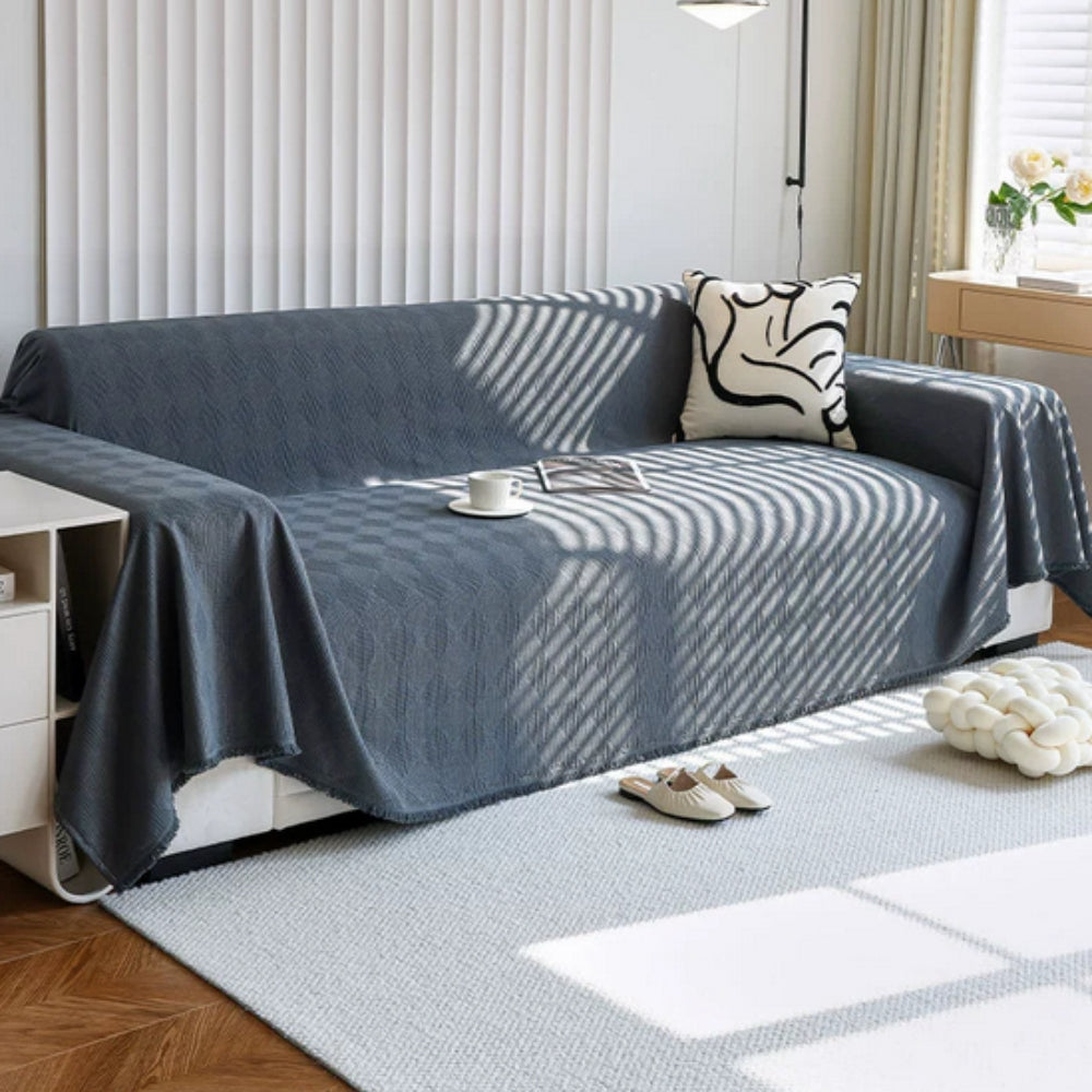 Sofaüberwurf Chenille Rautenraster