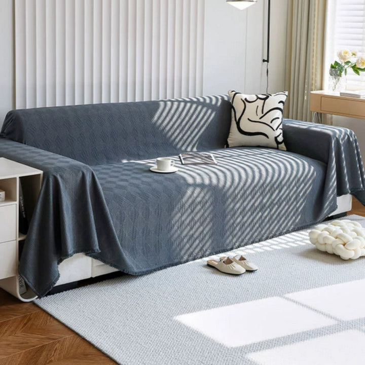 Sofaüberwurf Chenille Rautenraster