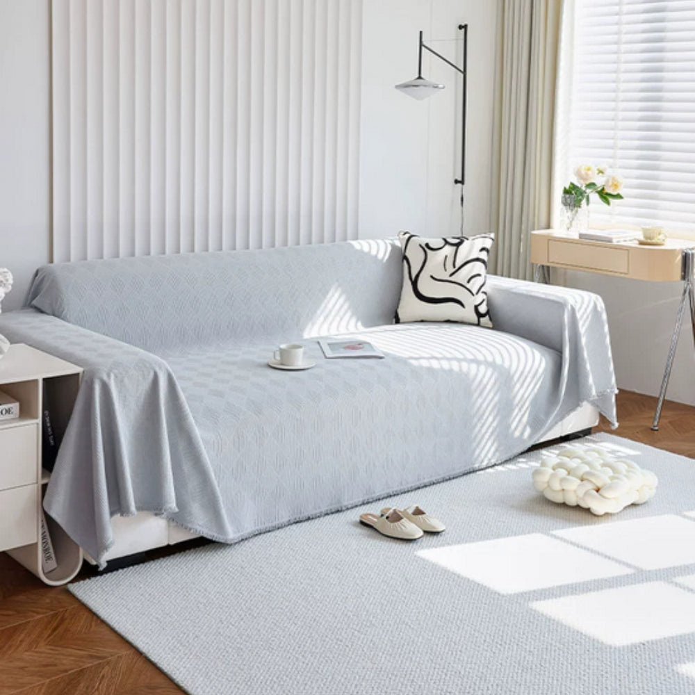 Sofaüberwurf Chenille Rautenraster