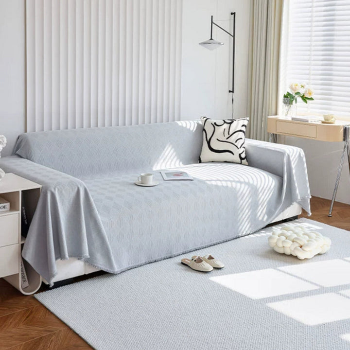 Sofaüberwurf Chenille Rautenraster