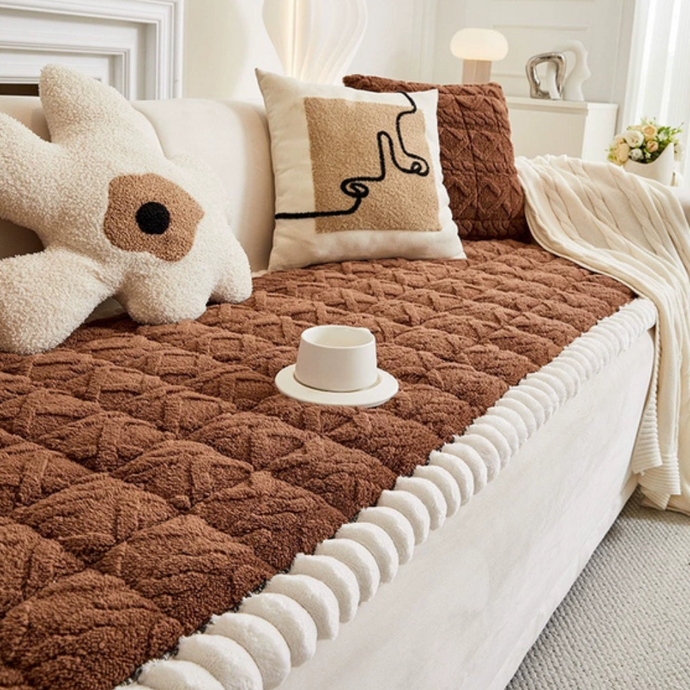 Sofaschoner Sherpa Plüsch gesteppt