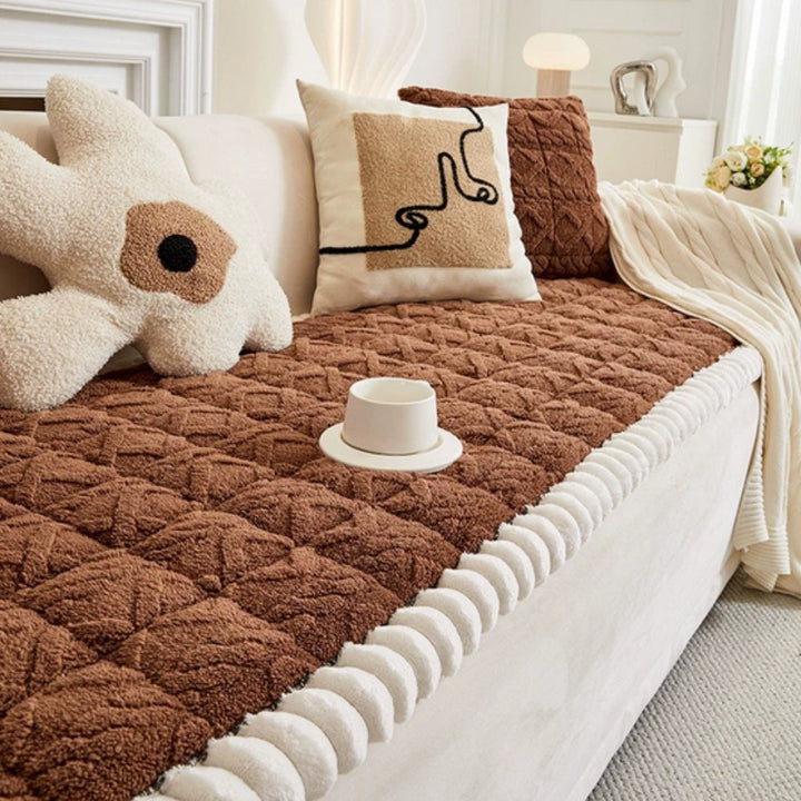 Sofaschoner Sherpa Plüsch gesteppt