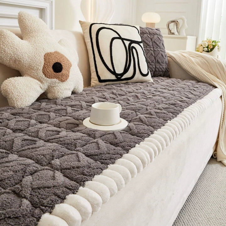 Sofaschoner Sherpa Plüsch gesteppt