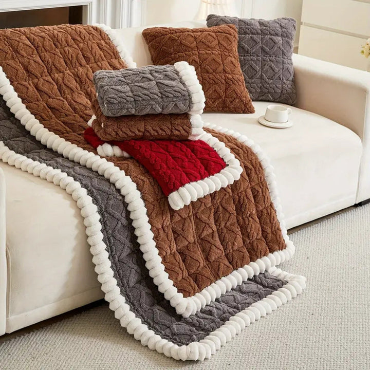 Sofaschoner Sherpa Plüsch gesteppt