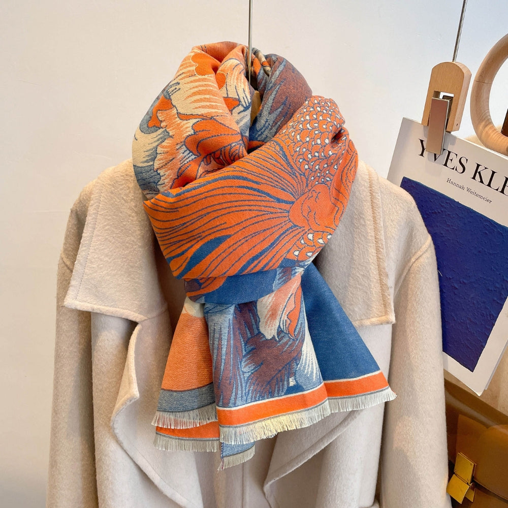 Schal Jacquard Blütenmuster