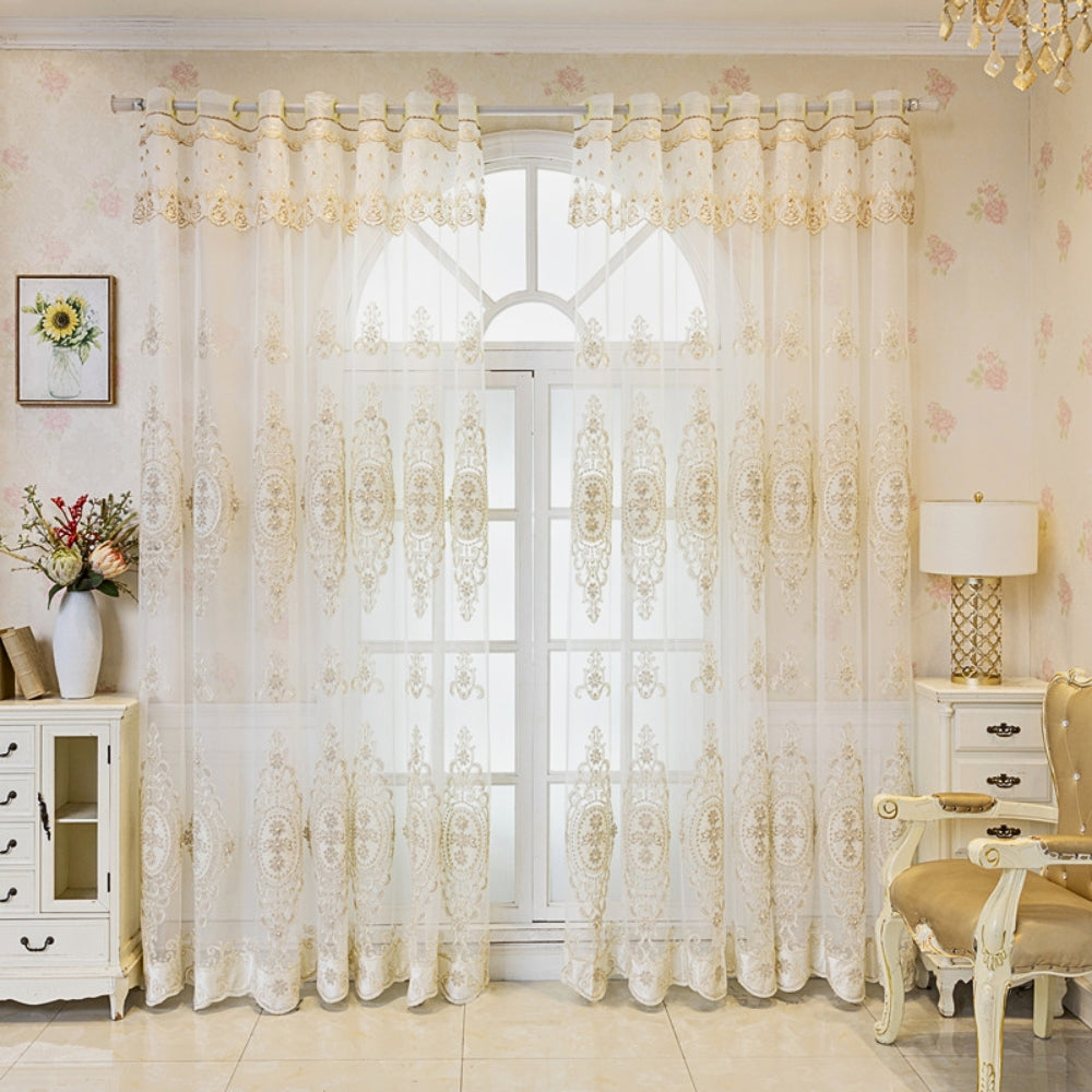 Vorhang Tüll bestickt transparent 270 cm