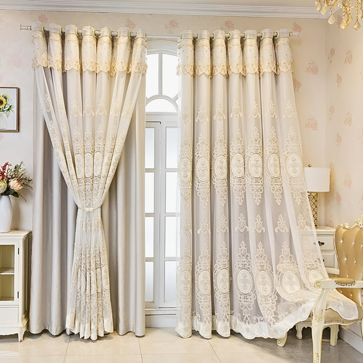 Vorhang Tüll bestickt transparent 270 cm