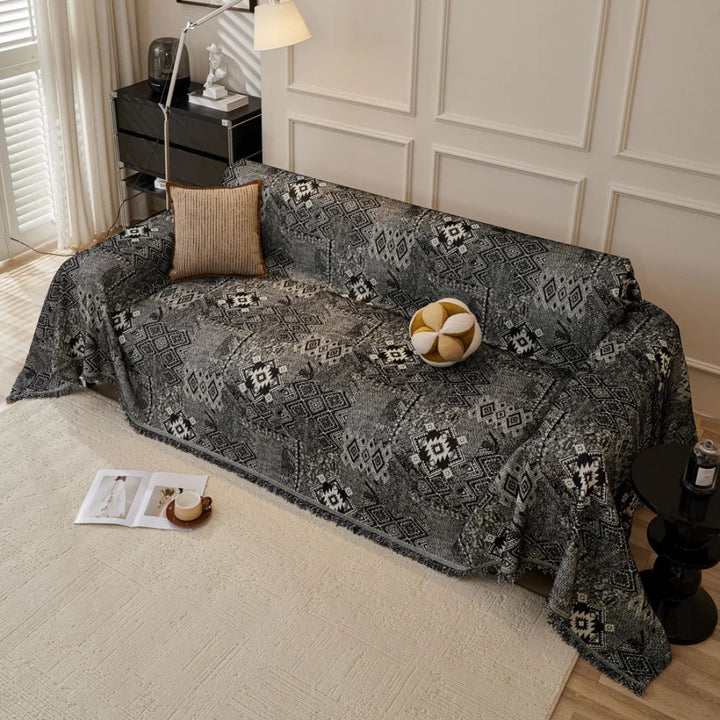 Sofaüberwurf Chenille Ethno-Motiv dick