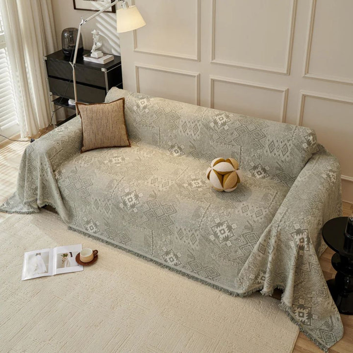 Sofaüberwurf Chenille Ethno-Motiv dick