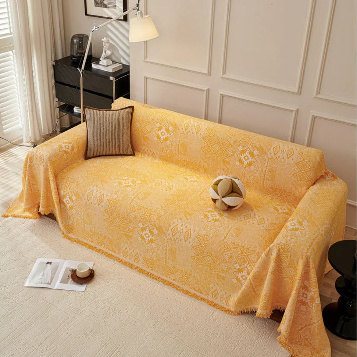 Sofaüberwurf Chenille Ethno-Motiv dick