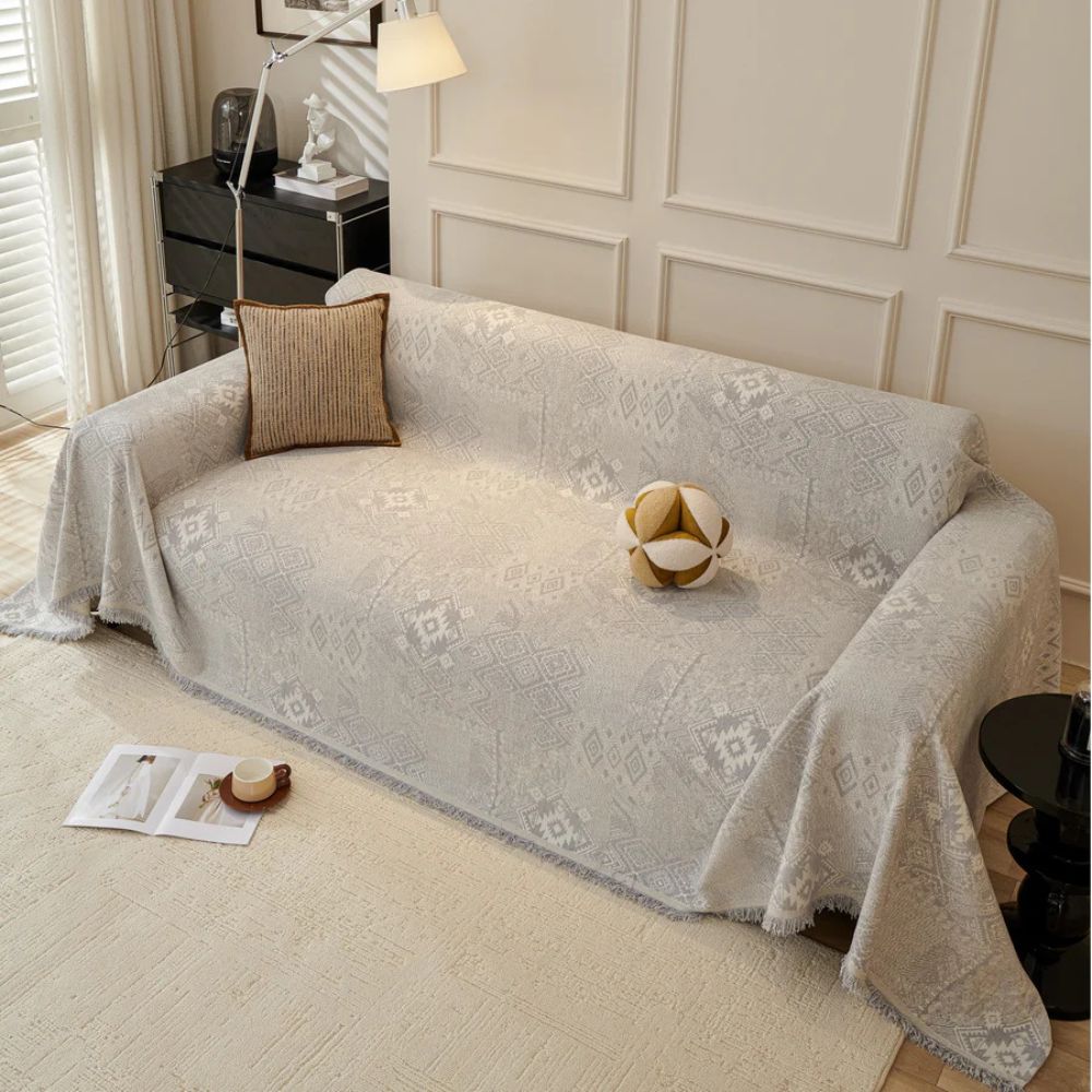 Sofaüberwurf Chenille Ethno-Motiv dick