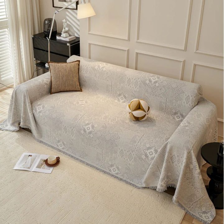 Sofaüberwurf Chenille Ethno-Motiv dick