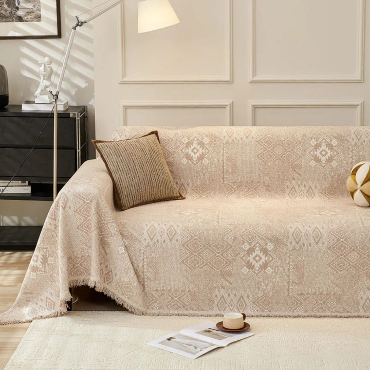 Sofaüberwurf Chenille Ethno-Motiv dick