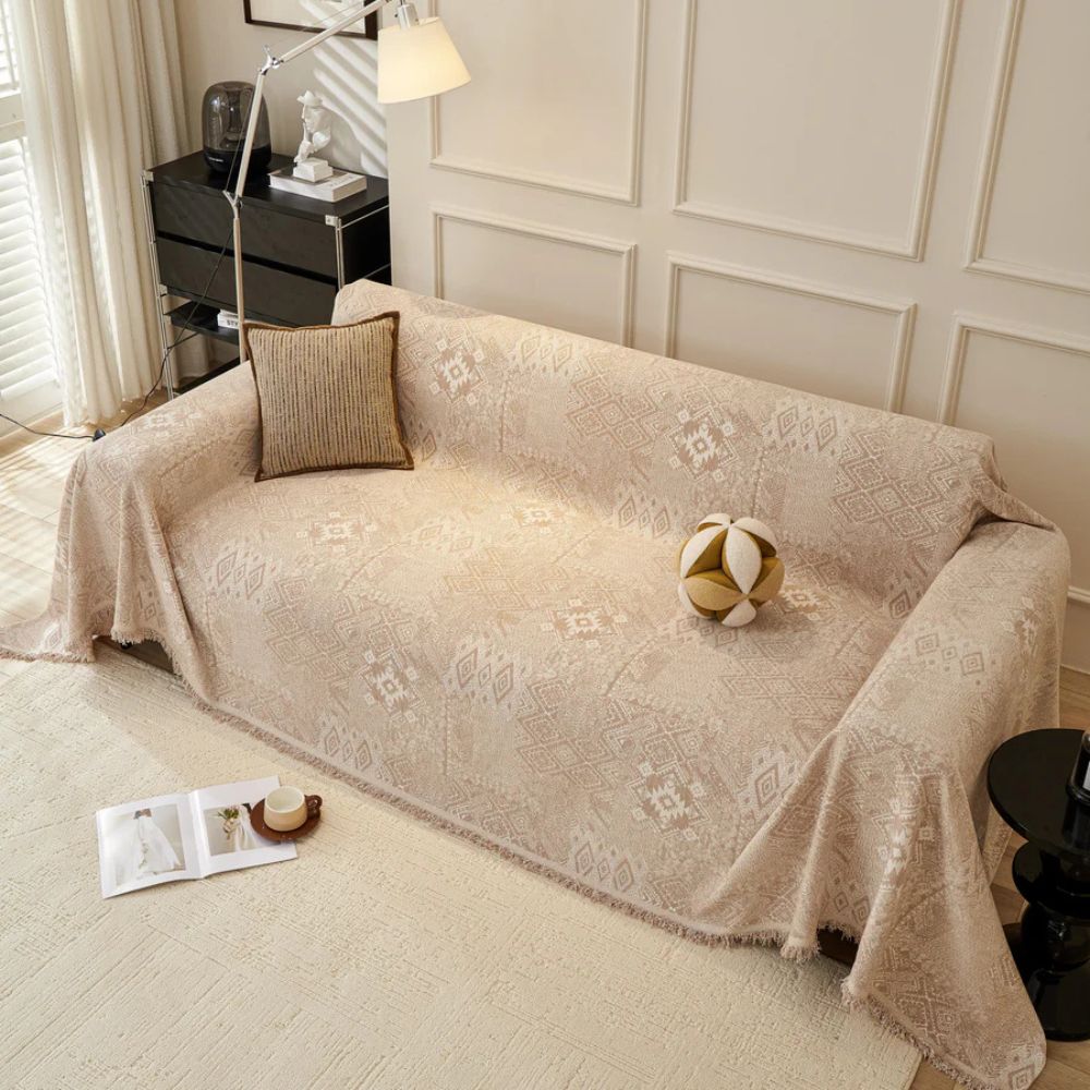 Sofaüberwurf Chenille Ethno-Motiv dick