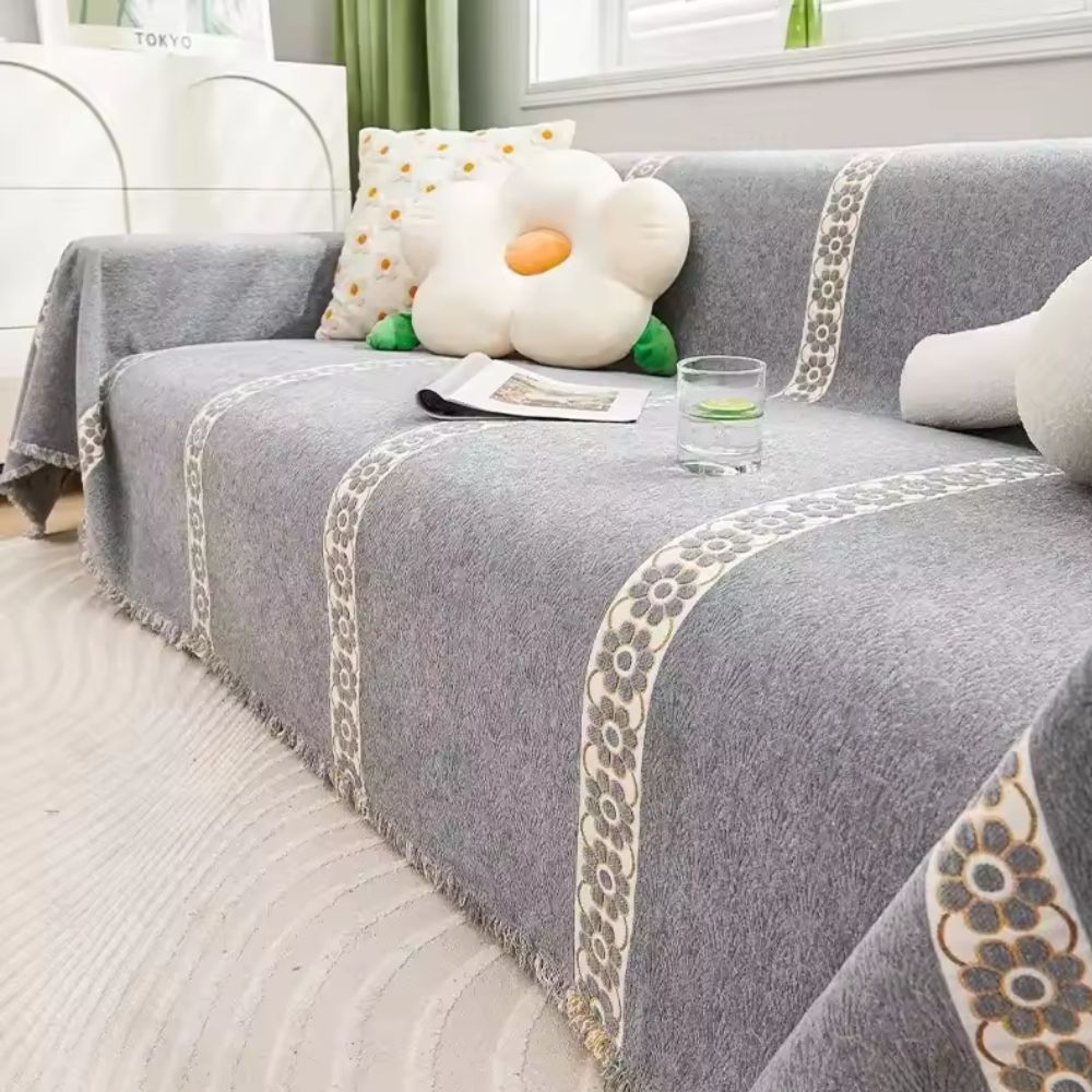 Sofaüberwurf Chenille Blattgewebe