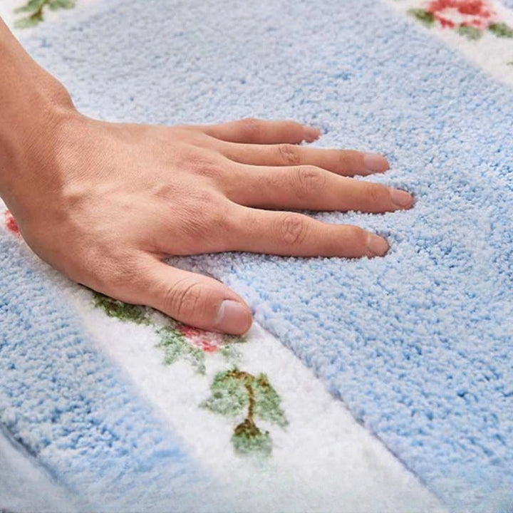 Badematte oval Plüsch Blütenmotiv