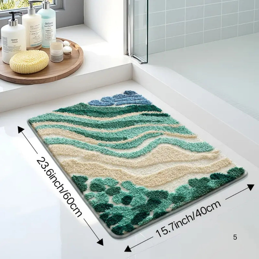 Badematte Wellenmuster blau