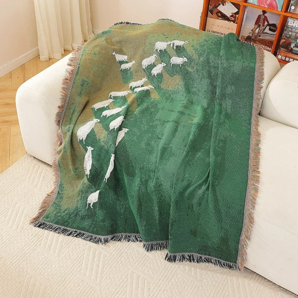 Gewebte Decke mit Schafmotiv 160 x 130 cm