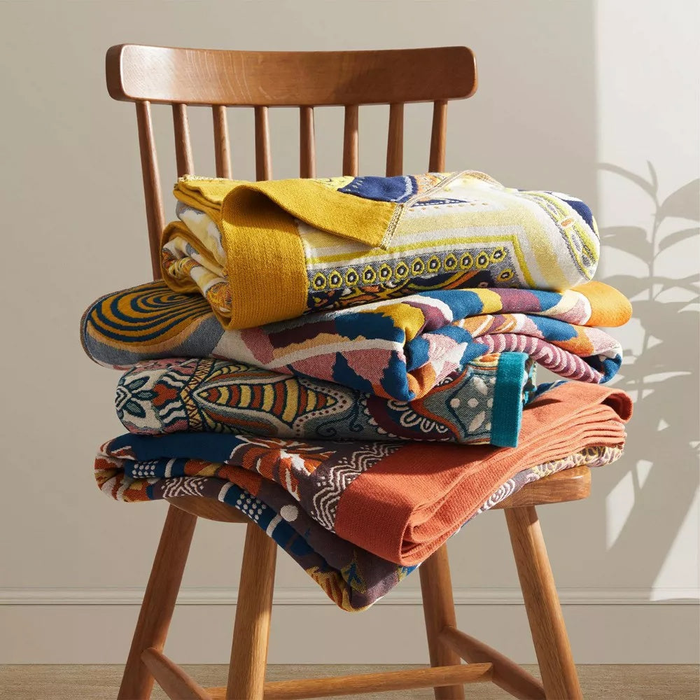 Plaid en coton à motif de soleil nordique
