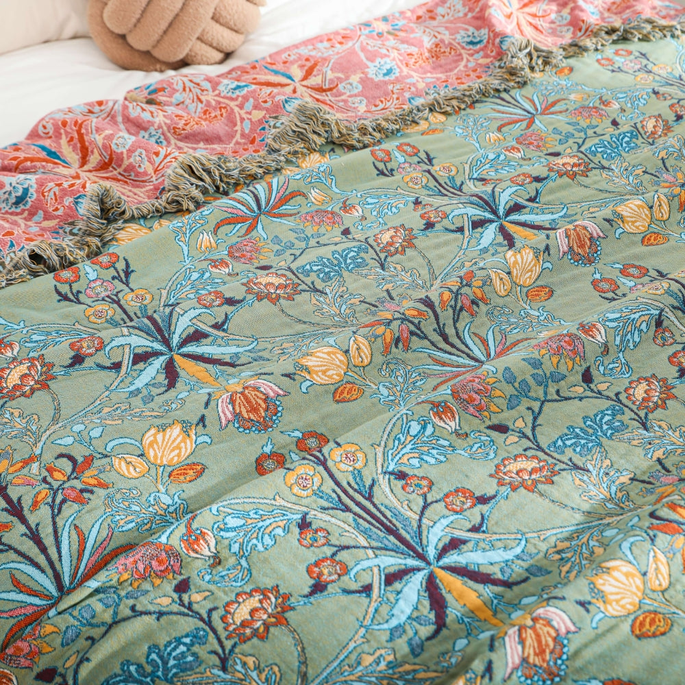 Schwere florale Jacquard-Baumwoll-Tagesdecke 200 x 230 cm