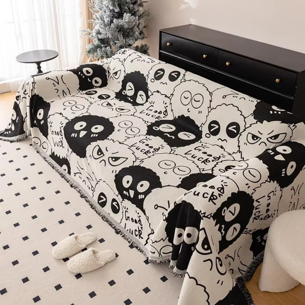 Sofaüberwurf Chenille Comicmotiv