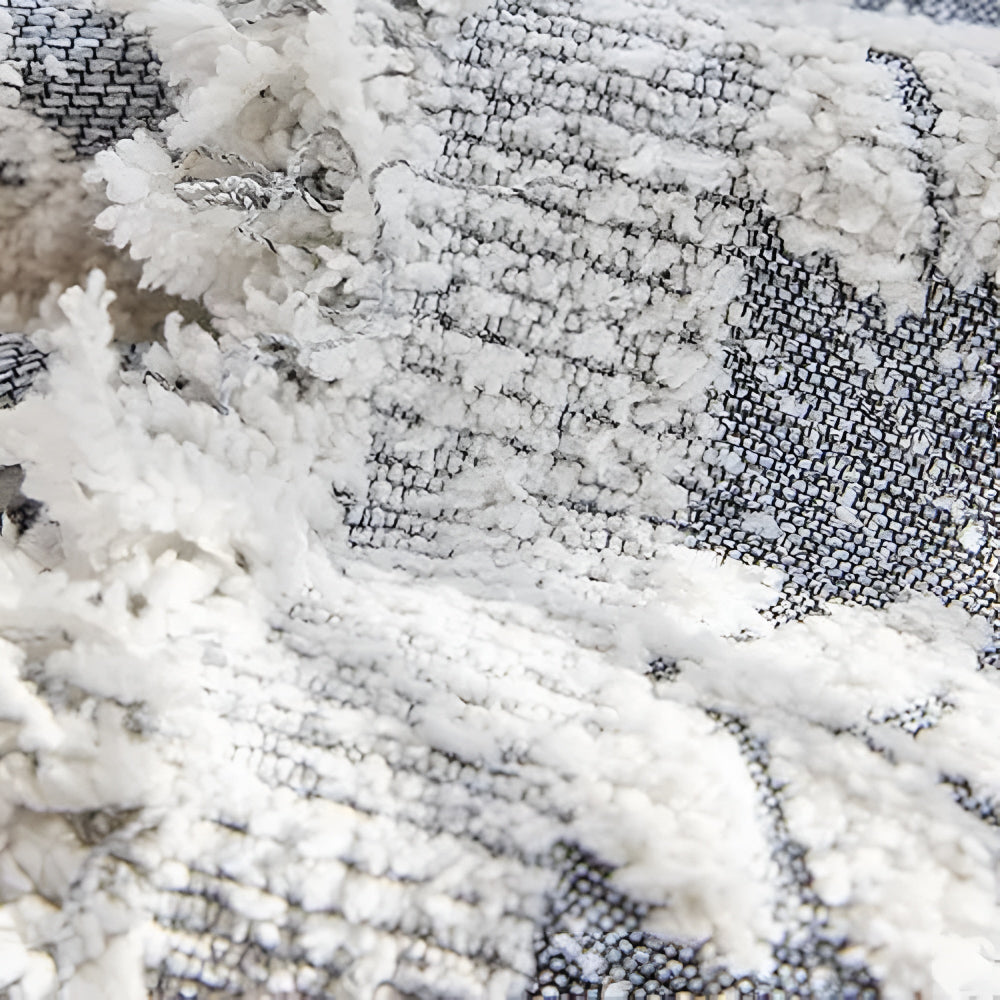 Sofaüberwurf Blattmotiv mit Fransenkante