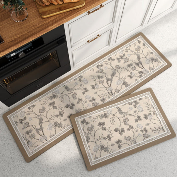 Tapis de cuisine à fleurs et rayures