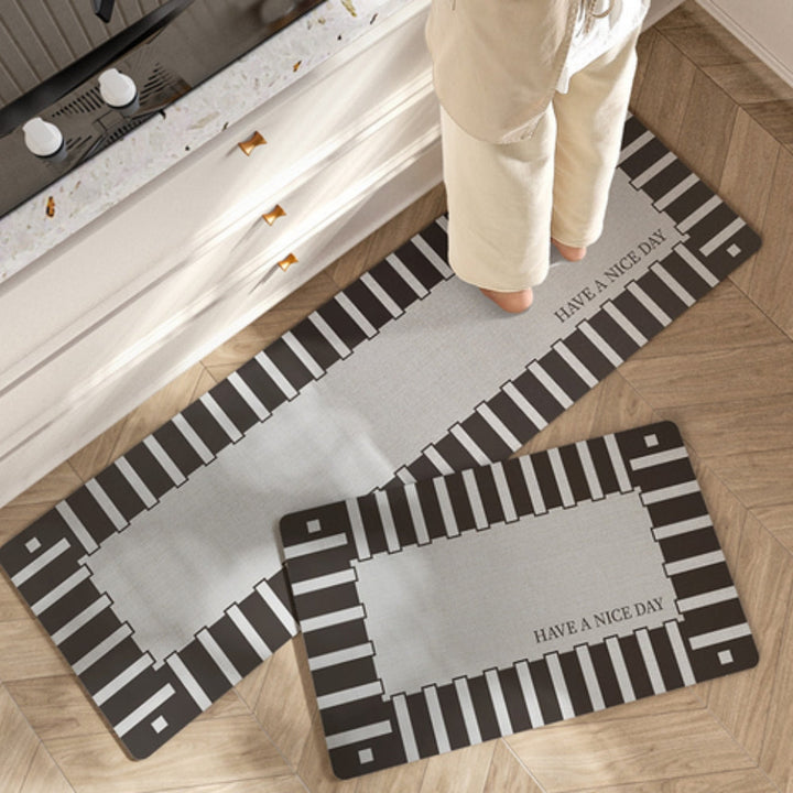 Tapis de cuisine à fleurs et rayures