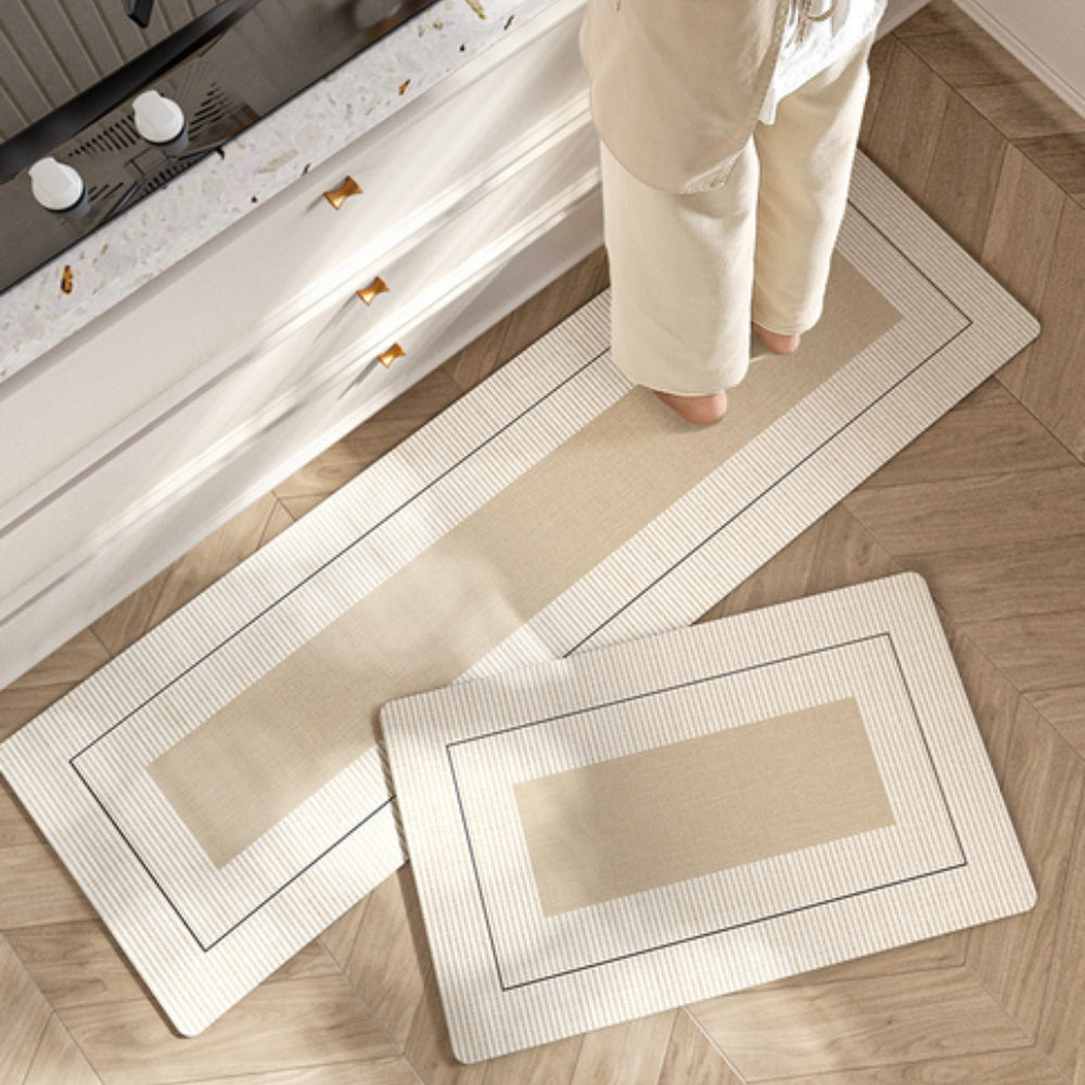 Tapis de cuisine à fleurs et rayures