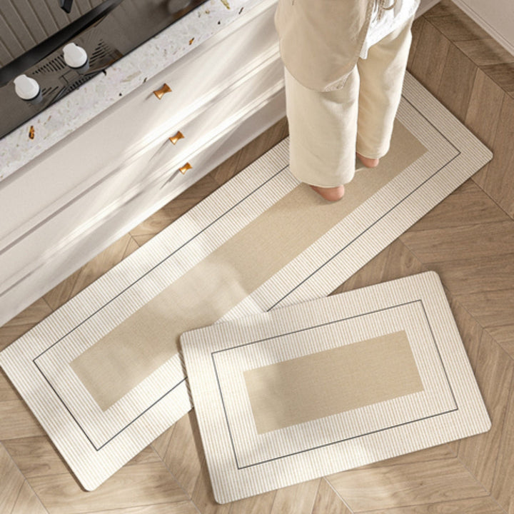 Tapis de cuisine à fleurs et rayures