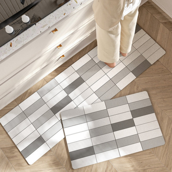 Tapis de cuisine à fleurs et rayures