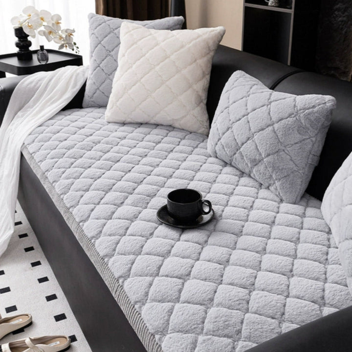 Sofaüberwurf Plüsch Rautensteppung