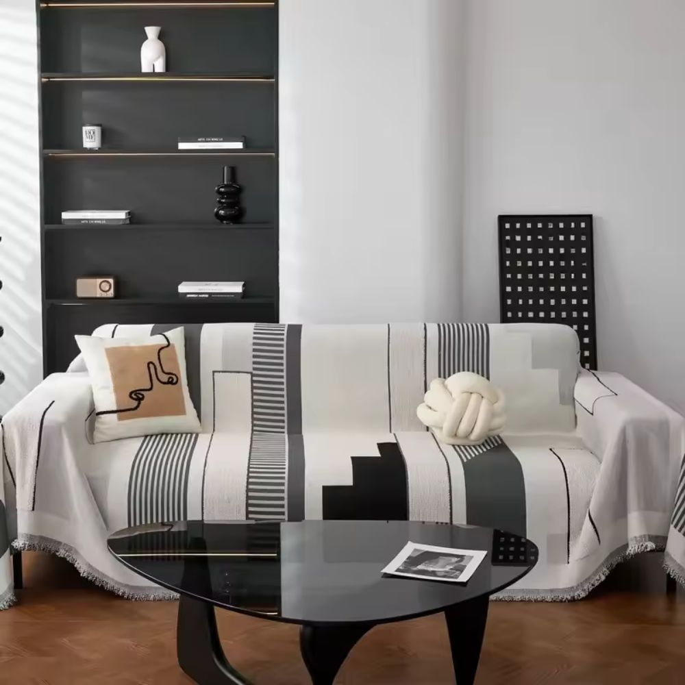 Sofaüberwurf Chenille abstrakte Formen