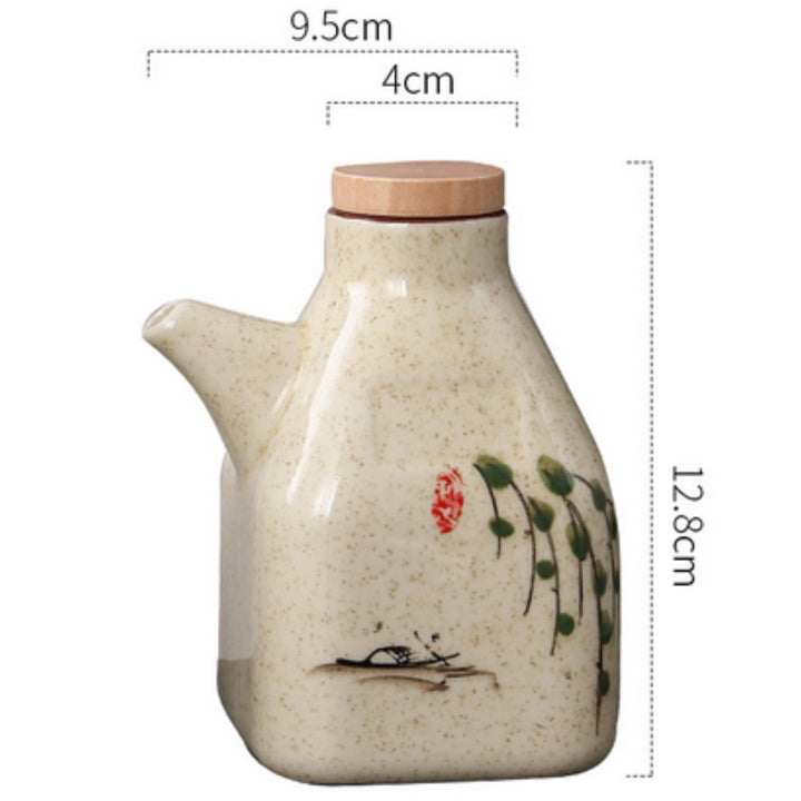 Öl- und Saucenflasche aus handbemalter Keramik