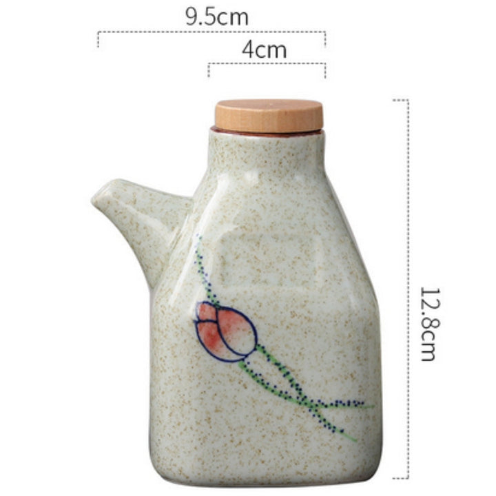 Öl- und Saucenflasche aus handbemalter Keramik