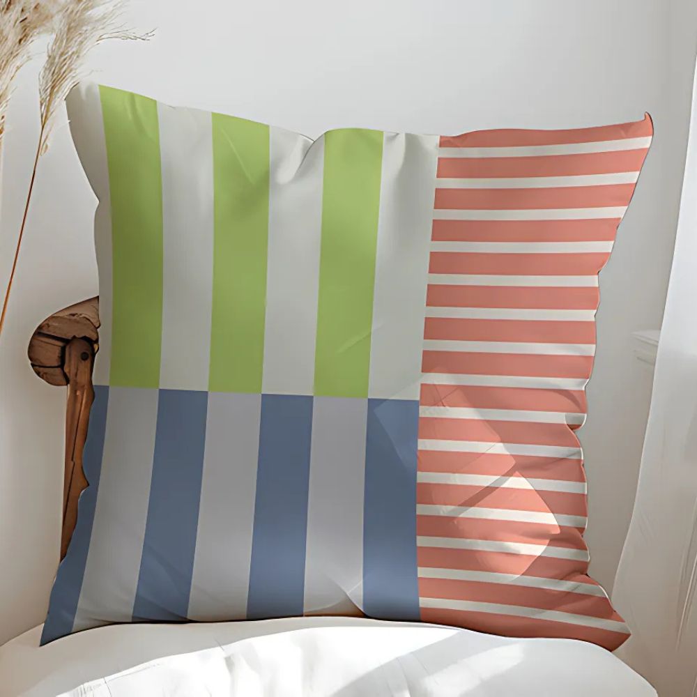 Housse de coussin à rayures 45 x 45 cm