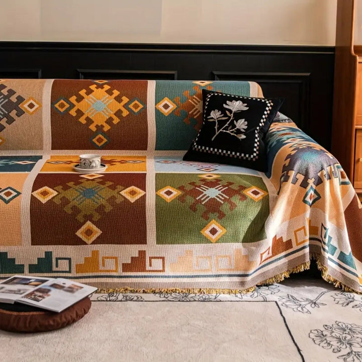 Sofaüberwurf geometrisches Ethno-Muster