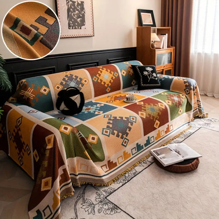 Sofaüberwurf geometrisches Ethno-Muster