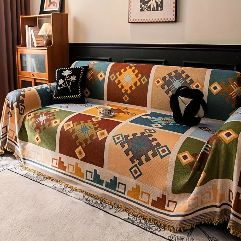 Sofaüberwurf geometrisches Ethno-Muster