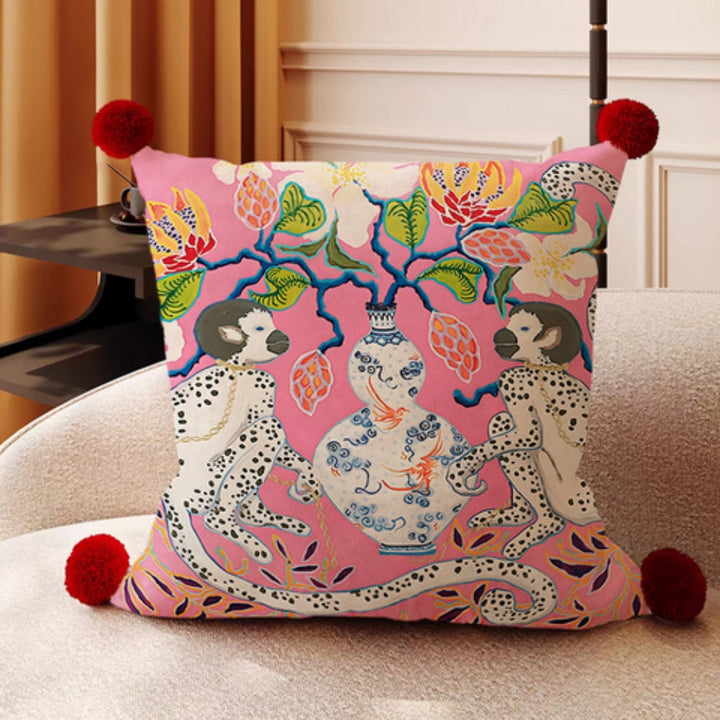 Housse de coussin à motif de singes dans la jungle
