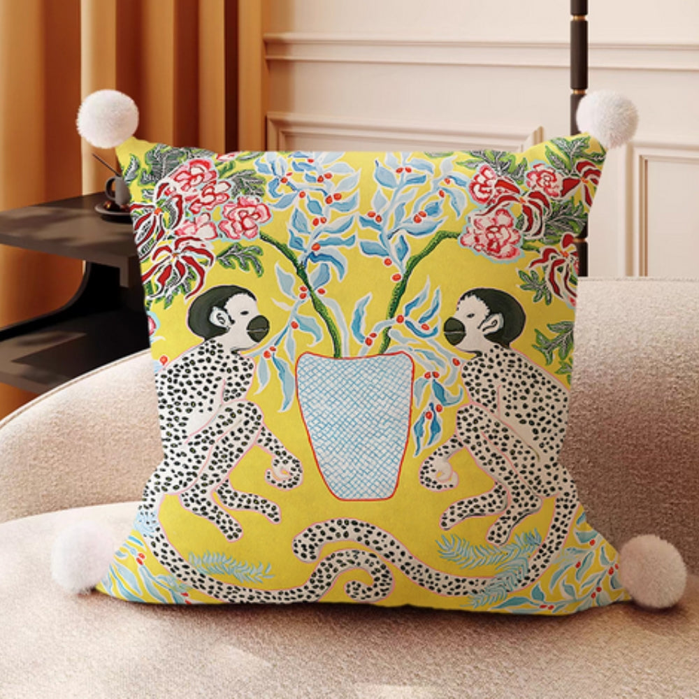 Housse de coussin à motif de singes dans la jungle